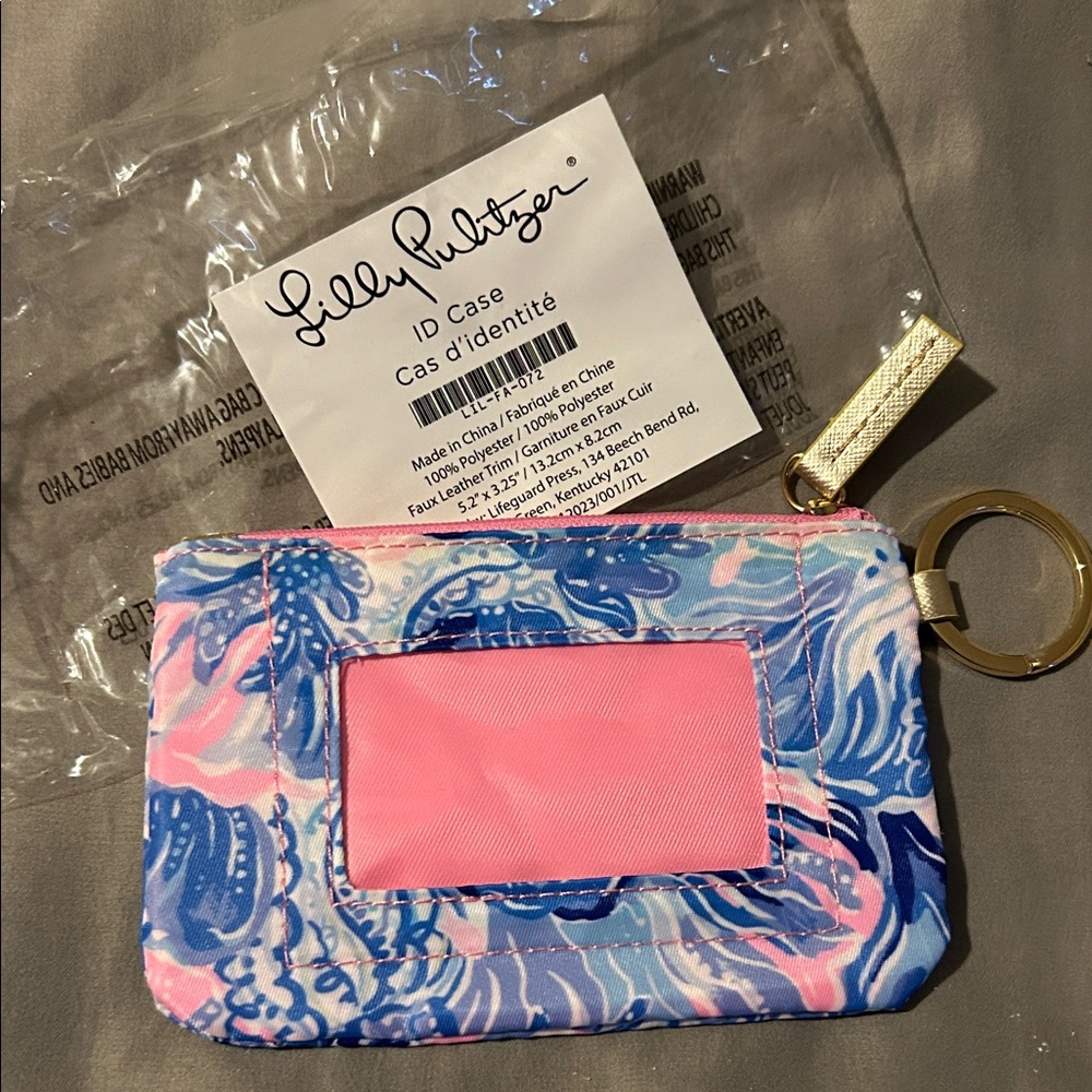 Lilly Pulitzer Pink and Blue Key & Card Holder